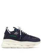 Matchesfashion.com Versace - Chain Reaction Mesh And Suede Trainers - Mens - Navy