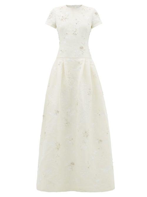 Matchesfashion.com Erdem - Alphonse Crystal-embellished Chantilly-lace Dress - Womens - Ivory