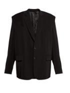 Matchesfashion.com Balenciaga - Exaggerated Shoulder Single Breasted Blazer - Mens - Black