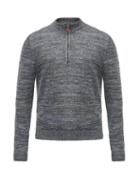 Matchesfashion.com Inis Mein - Half-zip Linen Sweater - Mens - Blue