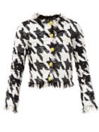 Matchesfashion.com Ashish - Fringed Houndstooth Sequinned Jacket - Womens - Black White