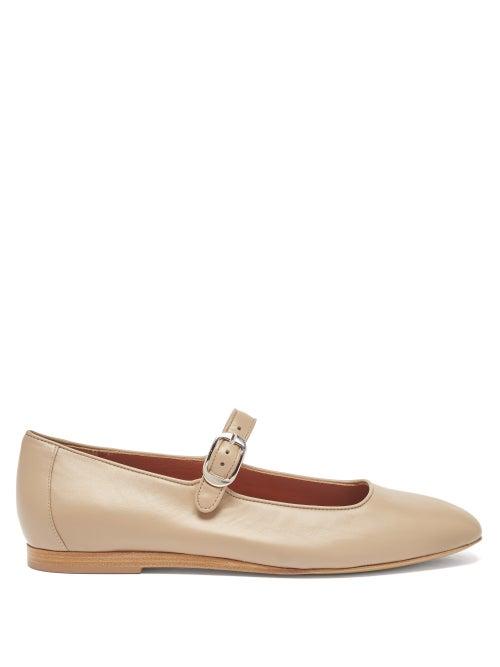 Le Monde Beryl - Kiss Leather Mary Jane Flats - Womens - Light Brown