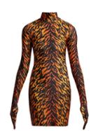 Matchesfashion.com Vetements - Tiger Print Glove Sleeved Jersey Dress - Womens - Orange