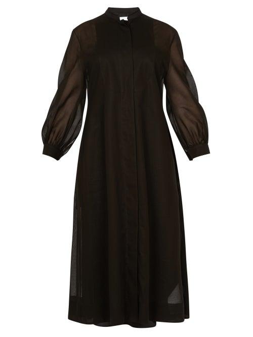 Jil Sander - Distressed Organza And Poplin Shirt Dress - Womens - Black