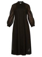 Jil Sander - Distressed Organza And Poplin Shirt Dress - Womens - Black