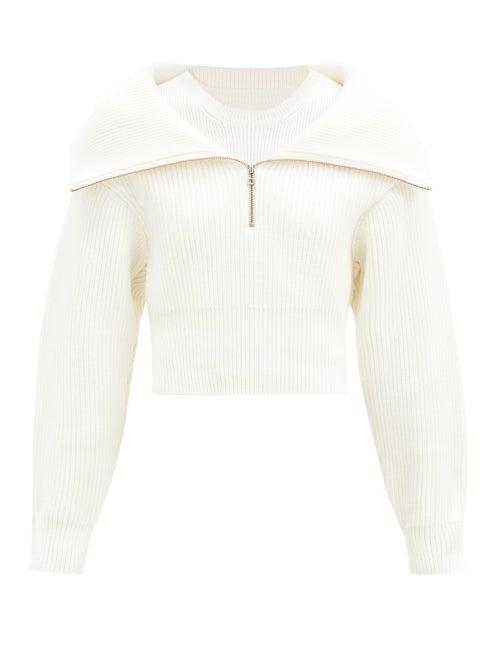 Matchesfashion.com Jacquemus - Risoul Half-zip Ribbed Wool Sweater - Womens - Cream