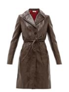 Matchesfashion.com Franoise - Crackle Effect Faux Leather Trench Coat - Womens - Brown