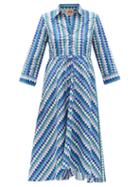 Matchesfashion.com Le Sirenuse, Positano - Lucy Printed Cotton Shirt Dress - Womens - Blue Print