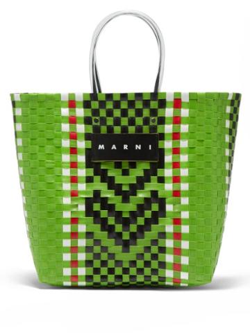 Marni Market - Heart-woven Tote Bag - Womens - Green Multi