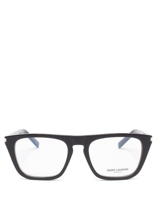 Matchesfashion.com Saint Laurent - Flat-top Square Acetate Glasses - Mens - Clear