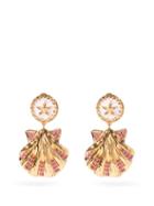 Matchesfashion.com Versace - Trsor De La Mer Crystal-shell Clip Earrings - Womens - Pink Gold