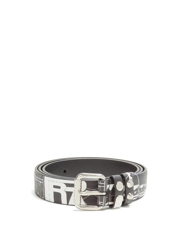Prada Comic Strip-print Skinny Leather Belt