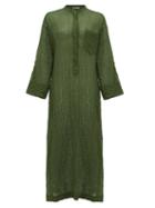 Matchesfashion.com Three Graces London - August Cotton-blend Voile Kaftan - Womens - Green