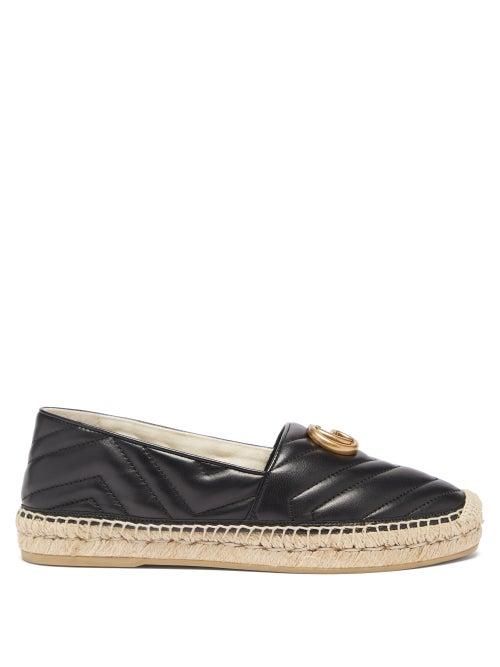 Gucci - Gg Matelass-leather Espadrilles - Womens - Black