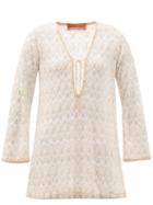 Matchesfashion.com Missoni Mare - Chevron-stripe Lace-knitted Short Kaftan - Womens - Cream Multi