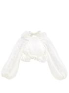 Matchesfashion.com Zimmermann - Lovestruck Ruffled Balloon-sleeve Lace Crop Top - Womens - White