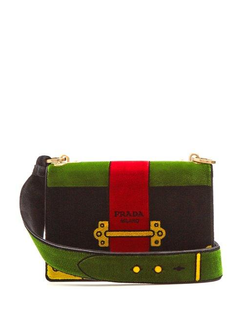 Matchesfashion.com Prada - Cartoon Velvet Cross Body Bag - Womens - Black Multi