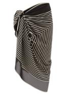 Matchesfashion.com Totme - Monogram-print Silk-voile Sarong - Womens - Black Multi