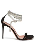 Amina Muaddi - Georgia Crystal-strap Suede Wrap Sandals - Womens - Black