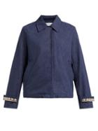 Matchesfashion.com Wales Bonner - Crystal Embellished Blouson Denim Jacket - Womens - Indigo