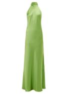 Matchesfashion.com Galvan - Sienna Halterneck Satin Maxi Dress - Womens - Green