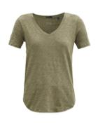 Matchesfashion.com Atm - V-neck Slubbed Cotton-jersey T-shirt - Womens - Khaki