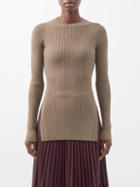 Nanushka - Bardia Split-hem Ribbed Jersey Top - Womens - Brown