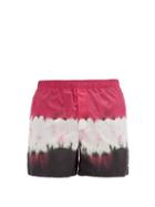 Matchesfashion.com Valentino Garavani - Dip Dye-print Shell Swim Shorts - Mens - Pink Multi