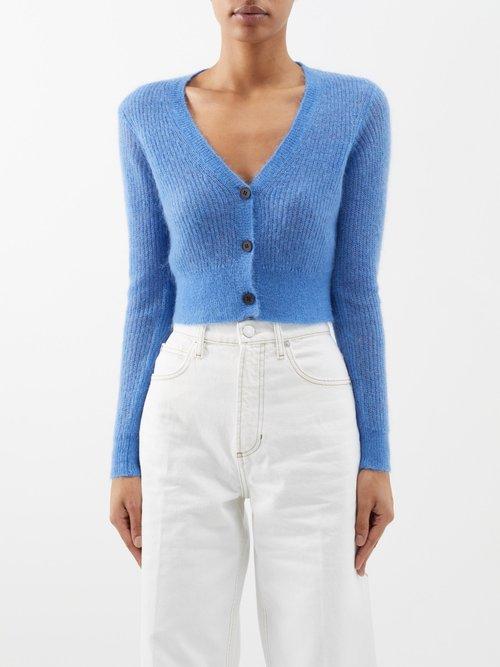 Frame - Shrunken Cropped Cardigan - Womens - Blue