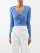 Frame - Shrunken Cropped Cardigan - Womens - Blue