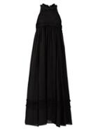 Matchesfashion.com Ssone - Valley Ruffled Check-jacquard Midi Dress - Womens - Black