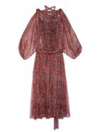 Zimmermann Empire Palmette-print Silk-chiffon Midi Dress