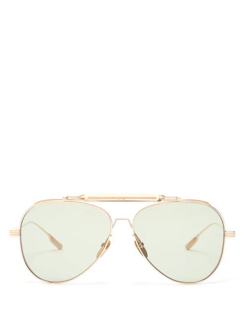 Matchesfashion.com Jacques Marie Mage - Peyote Aviator Sunglasses - Mens - Gold