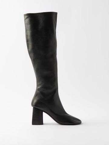 Balenciaga - Glove 80 Leather Over-the-knee Boots - Womens - Black