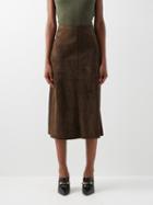 S Max Mara - Dancing Suede Midi Skirt - Womens - Brown