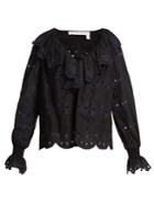 See By Chloé Geometric Floral-embroidery Cotton Top