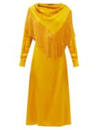Matchesfashion.com Gabriela Hearst - Rouge Fringed Hammered Silk-satin Dress - Womens - Yellow