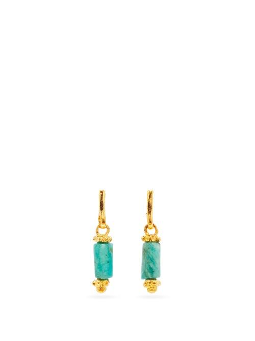 Matchesfashion.com Elise Tsikis - Nako Chrysocolla & 24kt Gold-plated Earrings - Womens - Green