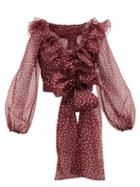 Matchesfashion.com Dolce & Gabbana - Polka Dot Silk-organza Top - Womens - Burgundy Multi