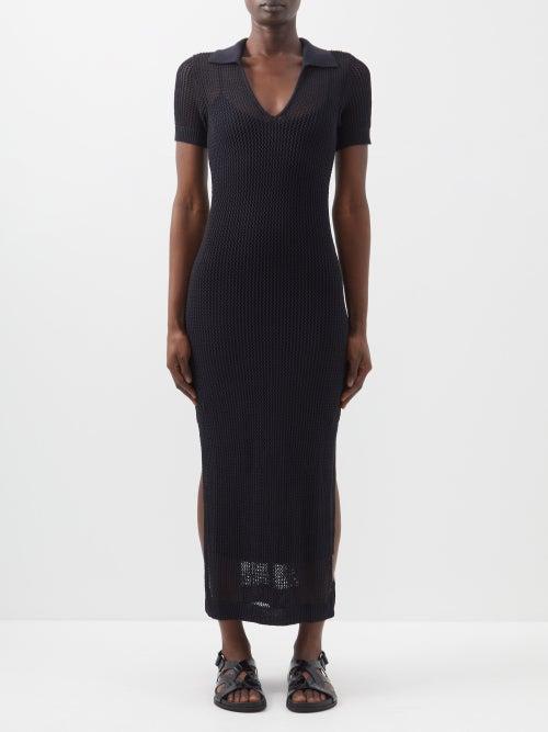 Staud - Oceane Knitted Cotton-blend Dress - Womens - Black