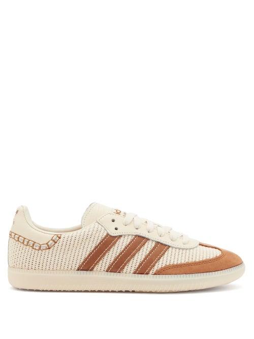 Matchesfashion.com Adidas X Wales Bonner - Sl72 Woven Cotton And Leather Trainers - Womens - Tan White