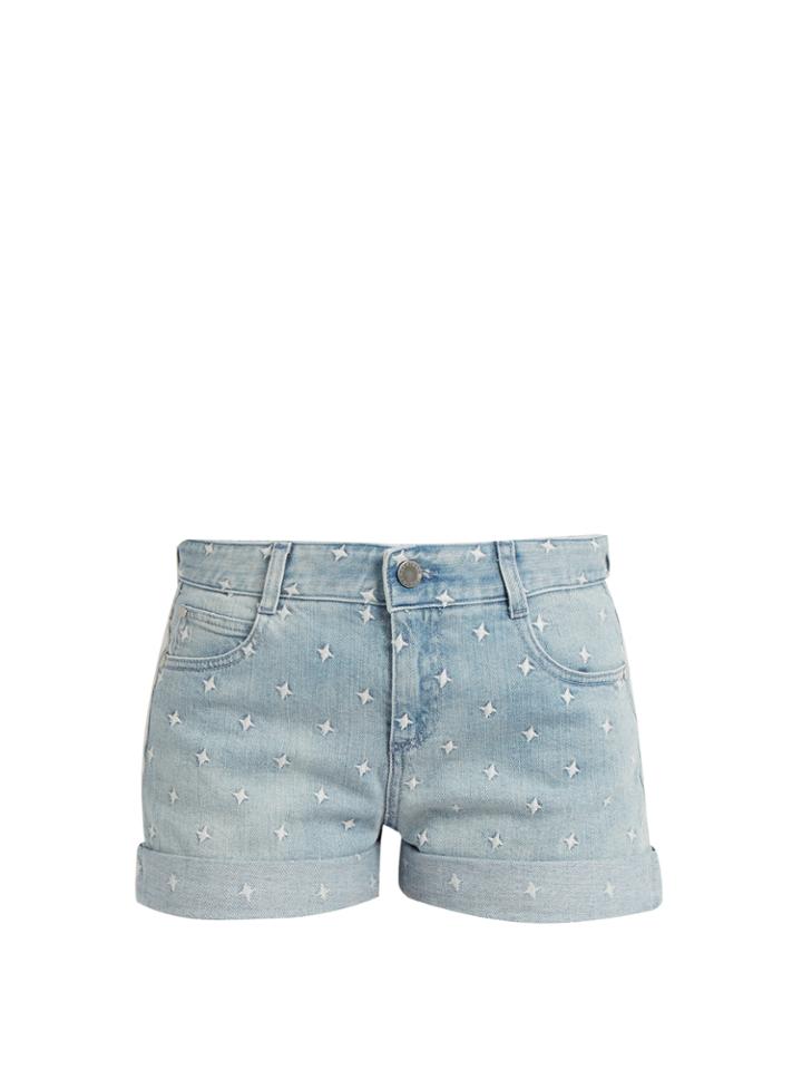 Stella Mccartney Star-embroidered Denim Shorts