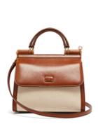 Matchesfashion.com Dolce & Gabbana - Sicily 58 Small Leather And Canvas Bag - Womens - Beige Multi