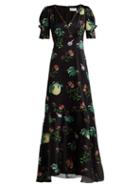 Matchesfashion.com Peter Pilotto - Fruit Print Silk Midi Dress - Womens - Black Multi
