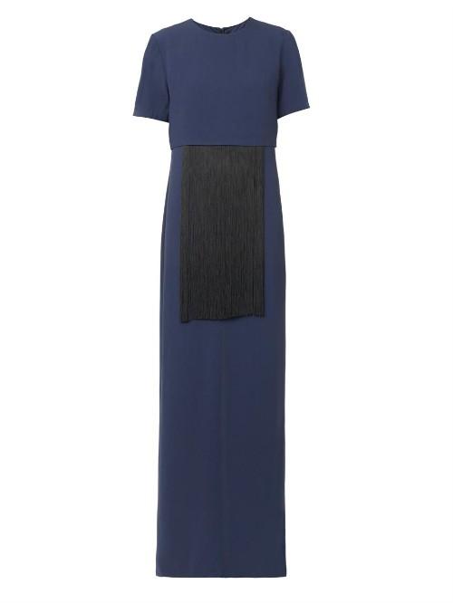 Adam Lippes Fringe-embellished Crepe Gown