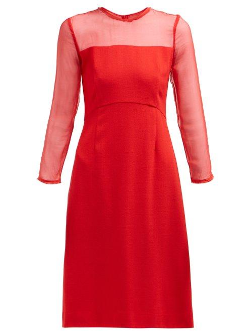 Matchesfashion.com Goat - Flavia Contrast Panel Wool Crepe Dress - Womens - Red
