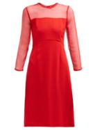 Matchesfashion.com Goat - Flavia Contrast Panel Wool Crepe Dress - Womens - Red