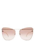 Matchesfashion.com Alexander Mcqueen - Pierced Bar Butterfly Metal Sunglasses - Womens - Gold