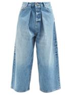 Raey - Extra Fold Organic-cotton Blend Wide-leg Jeans - Womens - Light Blue