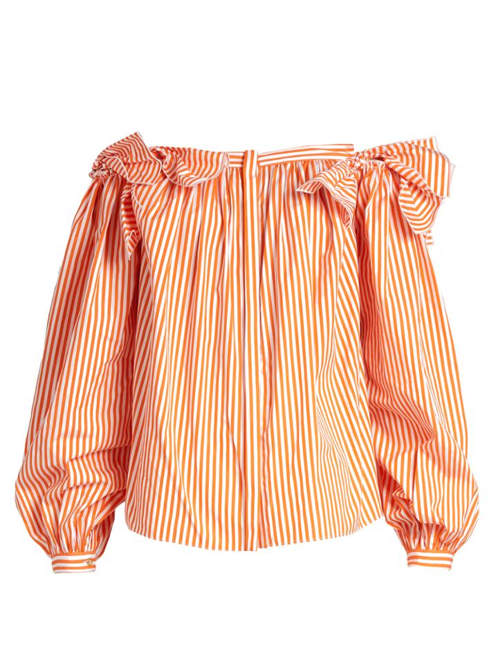 Maison Rabih Kayrouz Off-the-shoulder Striped Cotton Top